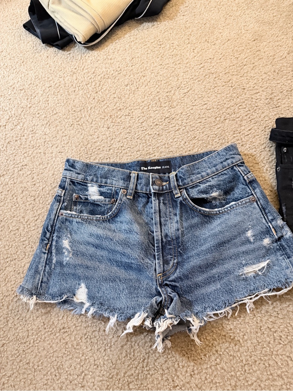The Kooples Distressed Blue Denim Cutoff Shorts